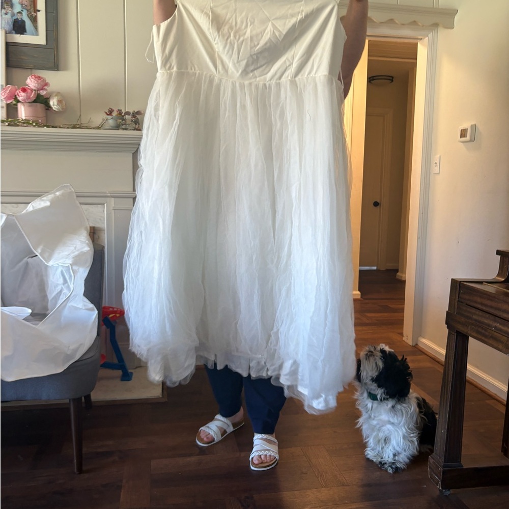 torrid White Strapless Tulle Dress